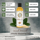 Earth Like Wood Pressed White Sesame Gingelly Oil(Pure Kolhu/Kachi Ghani/cold pressed) Hair Skin Care